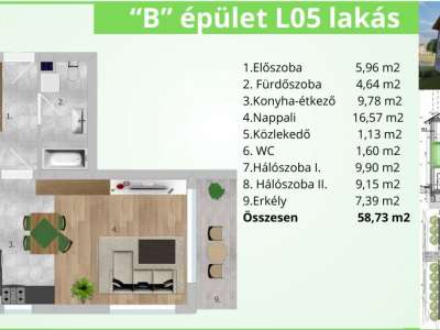 Eladó téglalakás - Tatabánya (Kertváros) / 21. kép