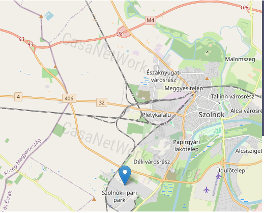 Eladó Szolnokon egy 59522 m2-es ipari terület.
