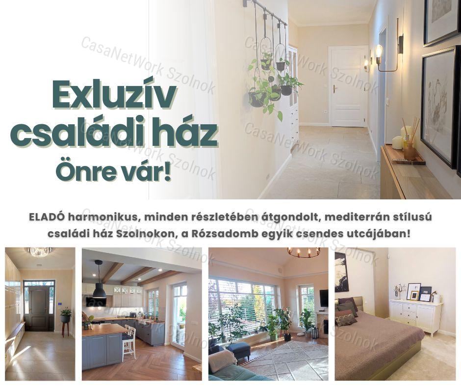 Eladó mediterrán stílusú, exkluzív családi ház Szolnok Rózsadombján