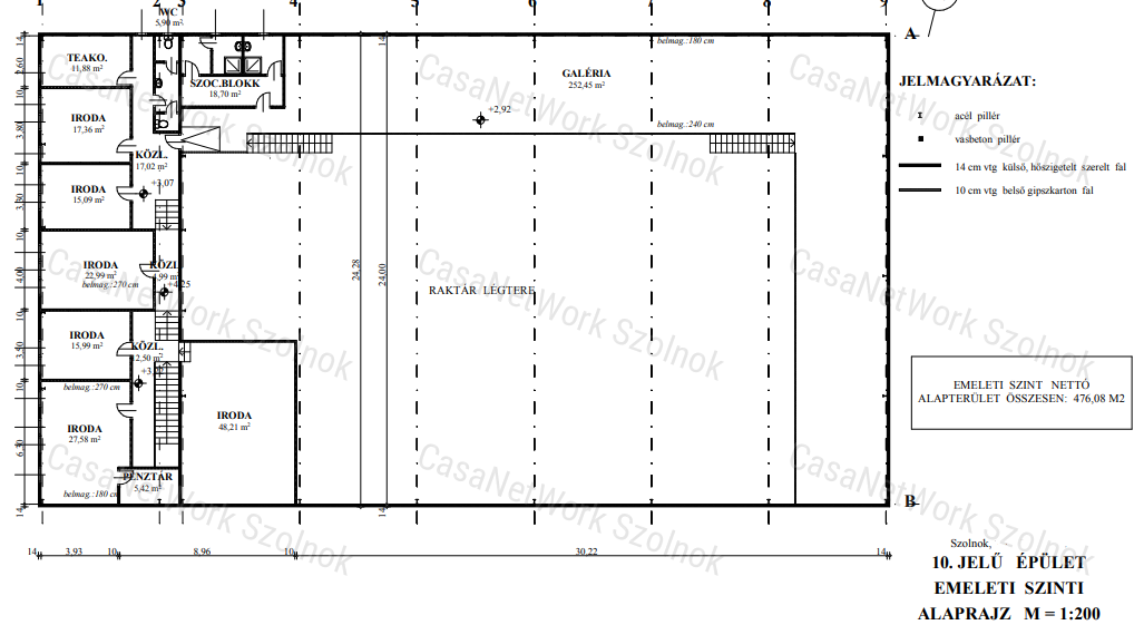 Szolnok belterületén 1501 m2-es csarnok raktár kiadó!