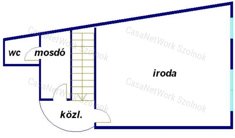 Eladó Szolnok Mária úton egy 212 m2 alapterületű iroda