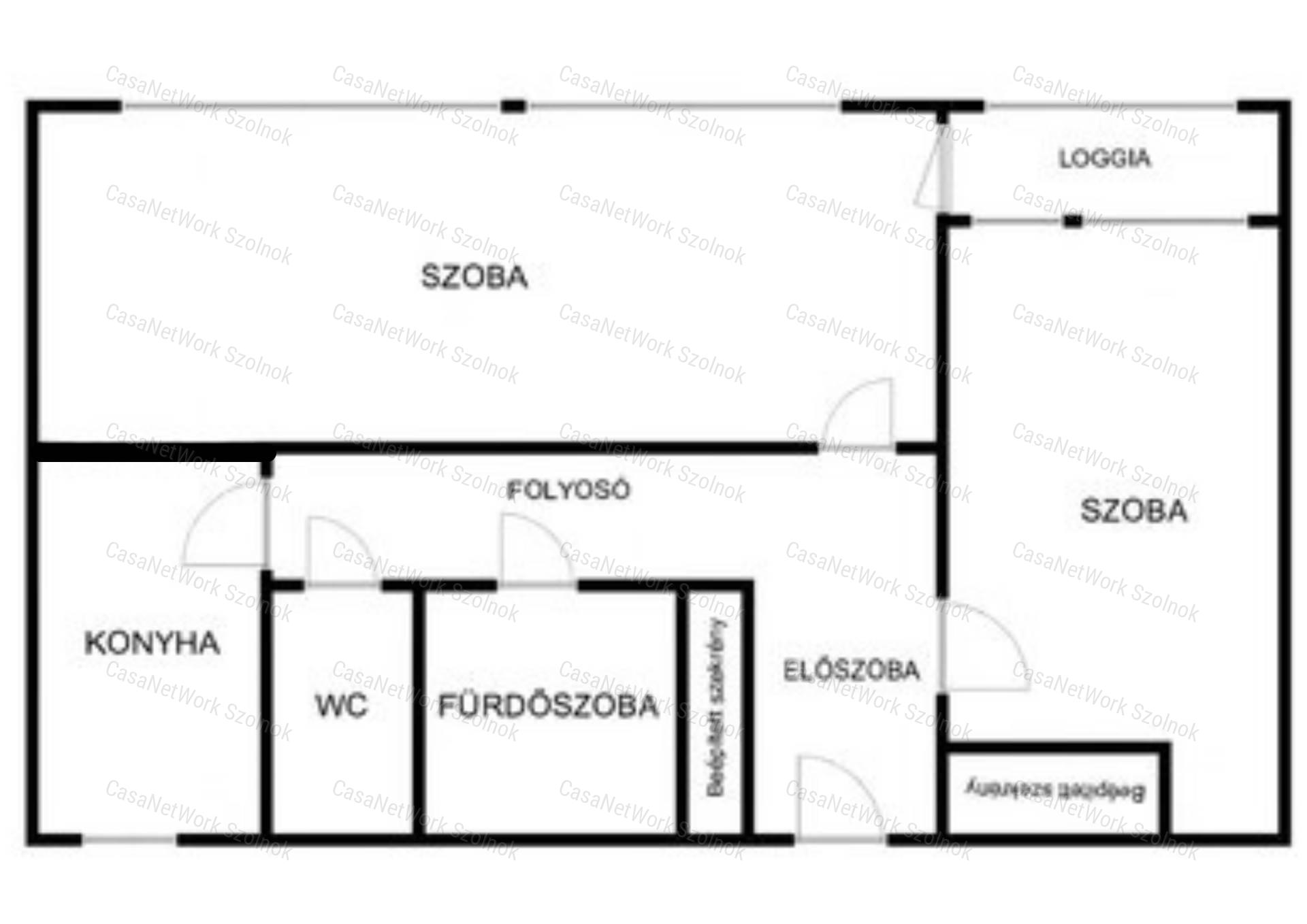 Eladó Szolnok belvárosában Ady E. úton egy 49 m2-es két szobás lakás.