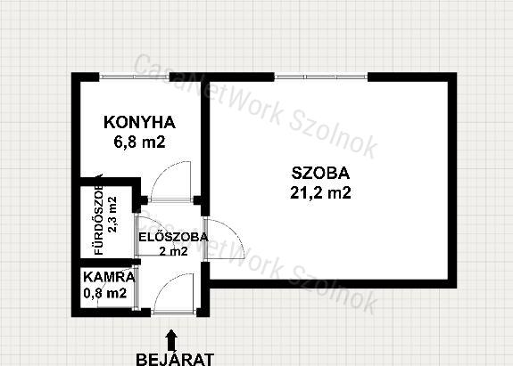 Eladó Martfű központjában egy egy szobás 33 m2- es földszinti lakás.
