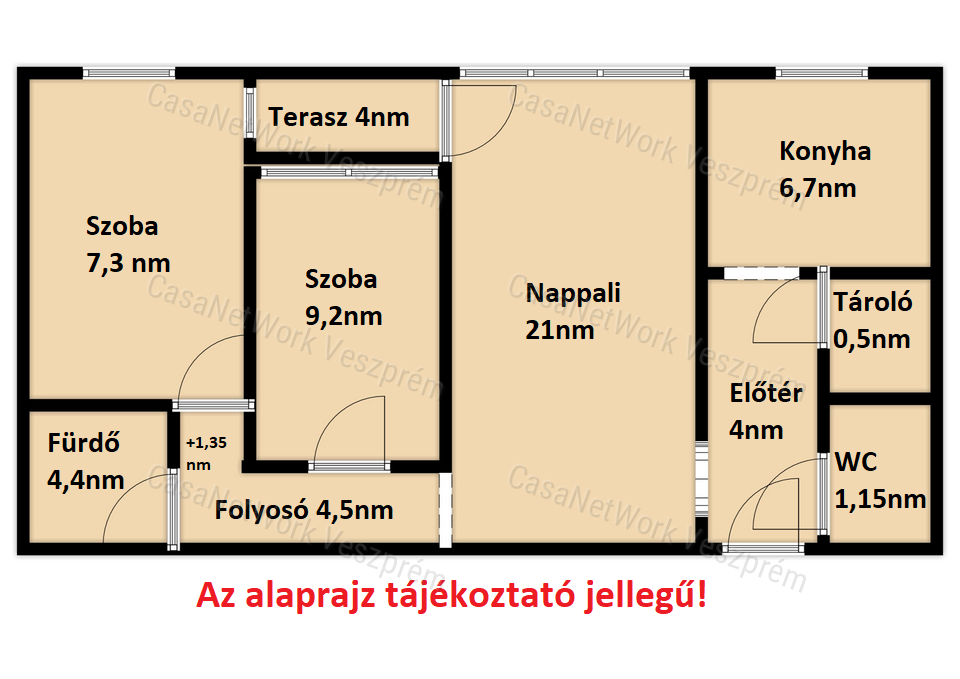 Eladó 64 m²-es földszinti lakás Veszprém, Cholnokyvárosban!