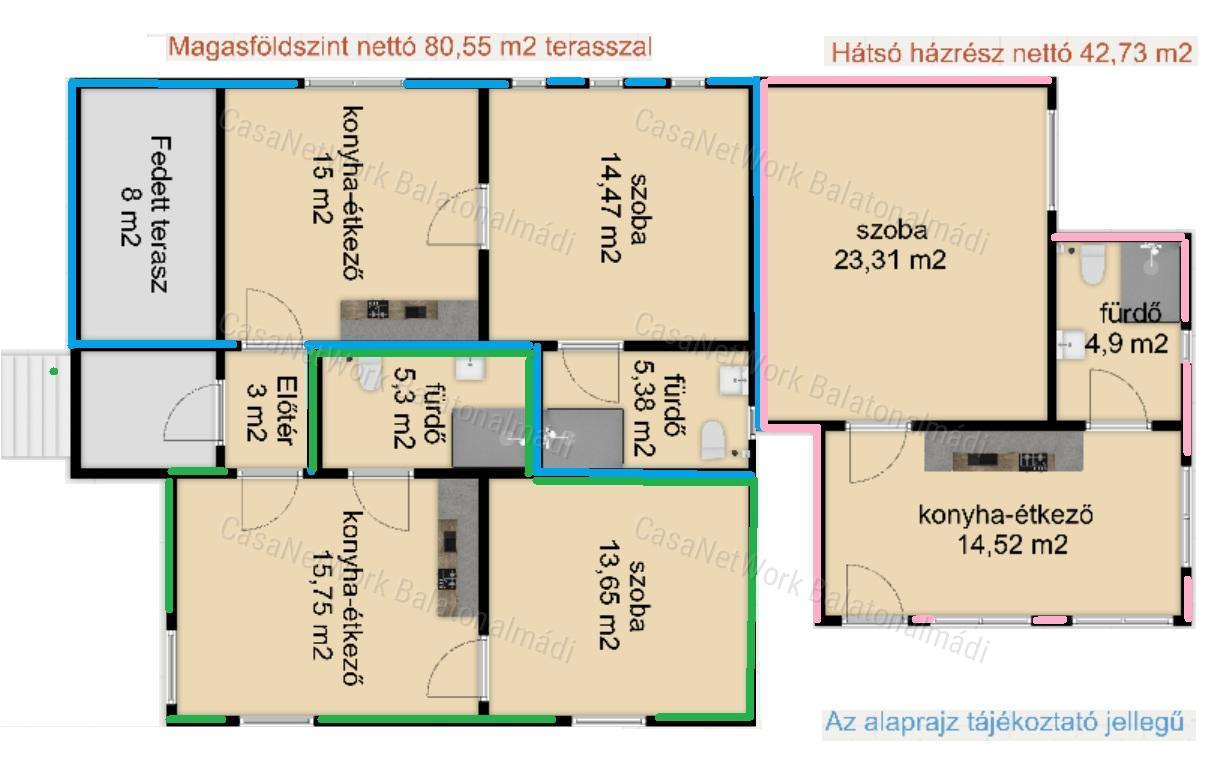 Felújított, 5 apartmanos lakóház eladó a sétány közelében Balatonfüreden