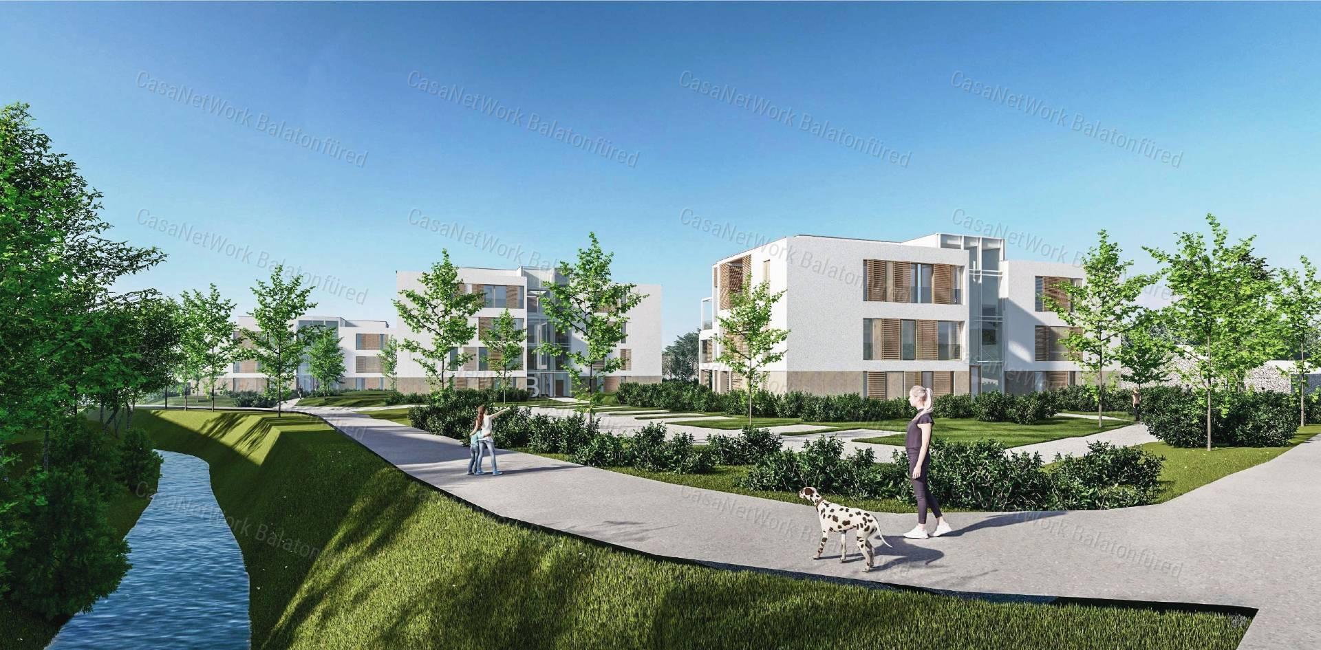 Vízpart közeli új építésű földszinti tégla lakás