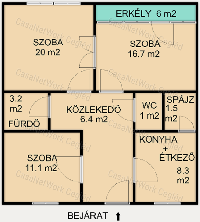Eladó Cegléd szívében 70 m2 Téglalakás