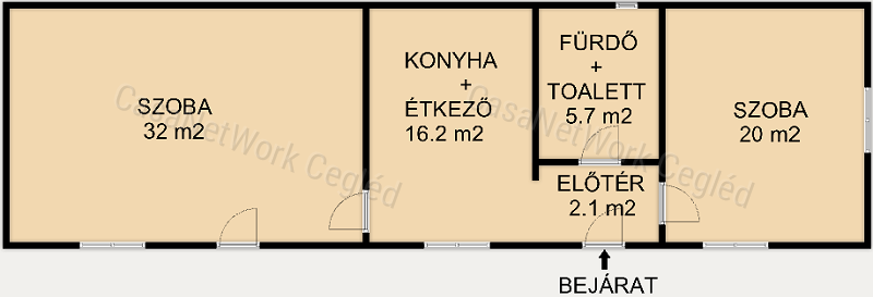 ELADÓ Abony központjában található 76 m2 felújított Tégla családi ház.