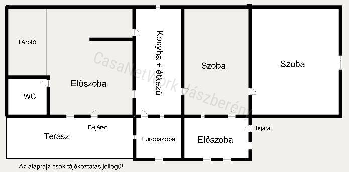 Jászapátin 407 nm-es telken, 83 nm-es, 2 szobás családi ház eladó
