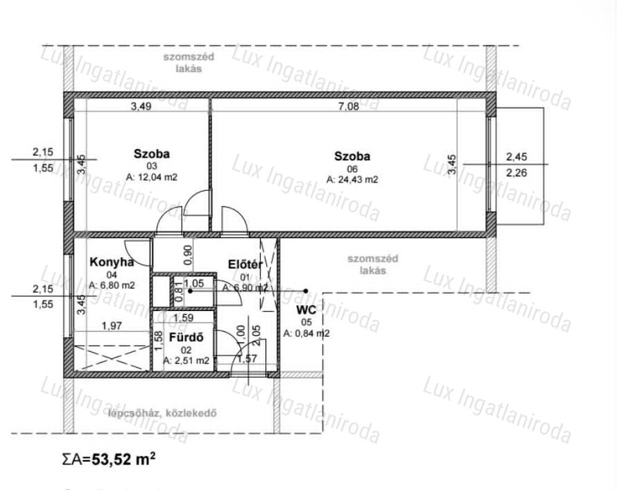 53 m²-es, 2 szoba + hallos lakás Oroszlányon!