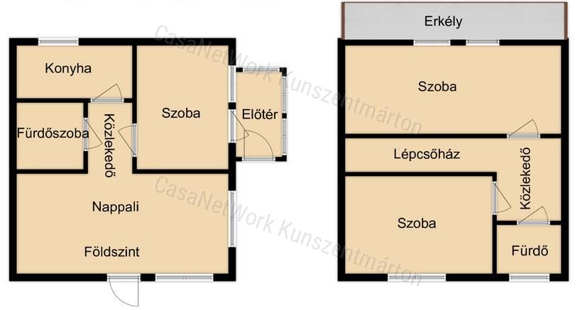 Cserkeszőlőn eladó téglaépítésű, emeletes ikernyaraló egyik fele