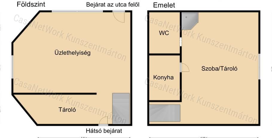 Kunszentmártonban eladó kétszintes üzlethelyiség