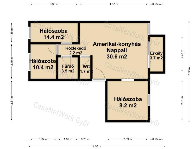 Élhető méret, jó elosztás, nyugodt környezet – lakás Ménfőcsanakon saját parkolóval